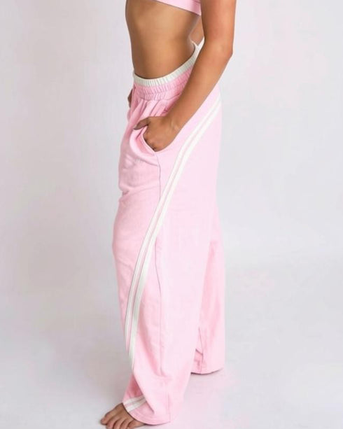 Barrel Sweats - BABY PINK/WHITE