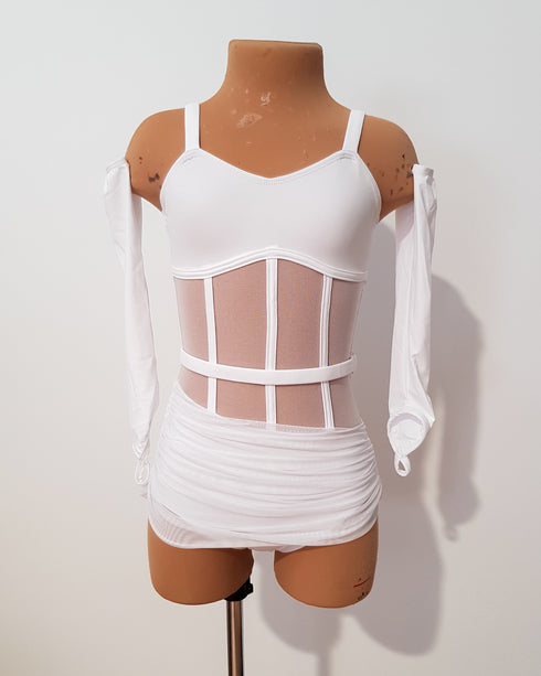 Hallie Skirted Leotard - White