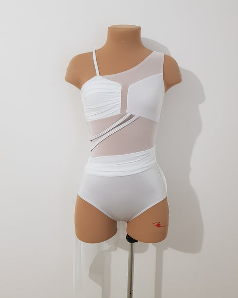 Harper Leotard - Silver/White