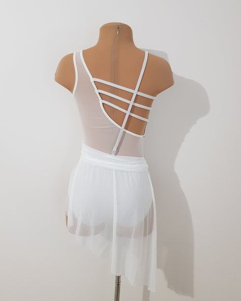 Harper Leotard - Silver/White