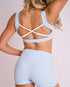 Ribbed Twist Crop - BALLET BLUE/OFF-WHITE