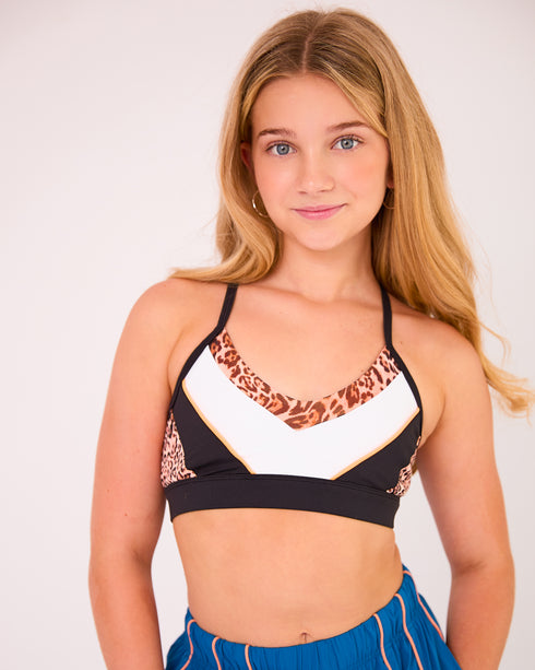 Sophia Crop - ORANGE/BLACK/WHITE