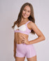 Ribbed Twist Crop - LILAC/OFF-WHITE