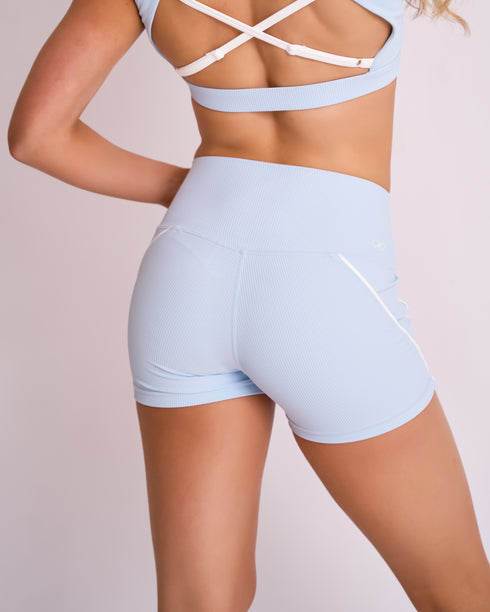 Pipeline Ribbed Short - BALLET BLUE/OFF-WHITE