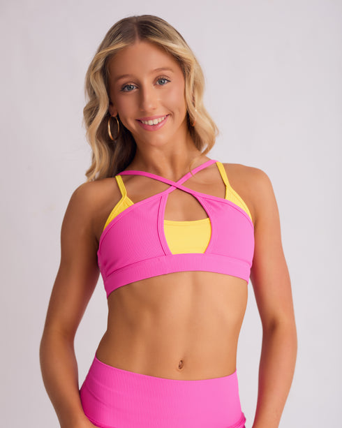 Tri Crop - HOT PINK/ MANGO