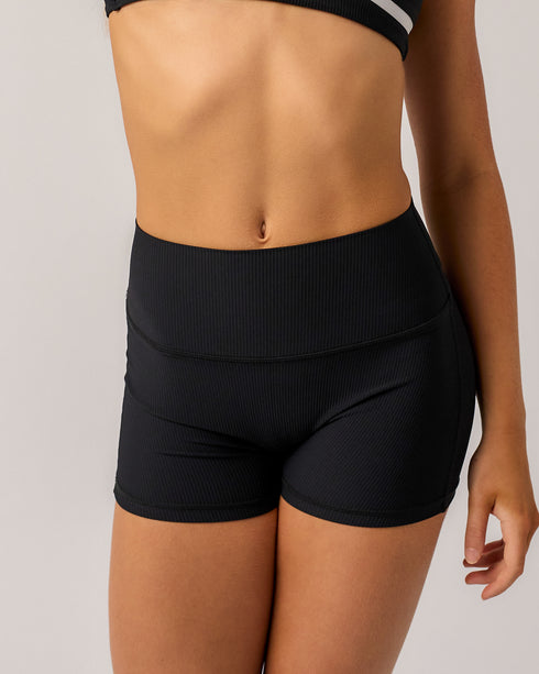 Everyday Ribbed Short - BLACK