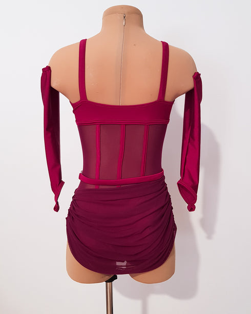 Hallie Skirted Leotard - Cherry